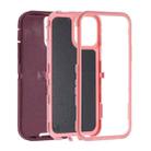 For iPhone 14 Pro Max Robot Three-proof Life Waterproof Phone Case with Holder(Wine Red + Pink) - 2