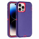 For iPhone 14 Pro Max Robot Three-proof Life Waterproof Phone Case with Holder(Purple + Rose Red) - 1