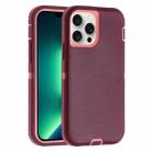 For iPhone 13 Pro Max Robot Three-proof Life Waterproof Phone Case with Holder(Wine Red + Pink) - 1