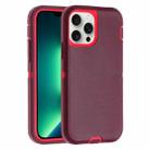 For iPhone 13 Pro Max Robot Three-proof Life Waterproof Phone Case with Holder(Wine Red + Rose Red) - 1