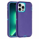 For iPhone 13 Pro Robot Three-proof Life Waterproof Phone Case with Holder(Purple + Blue) - 1
