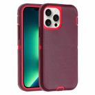 For iPhone 13 Pro Robot Three-proof Life Waterproof Phone Case with Holder(Wine Red + Rose Red) - 1