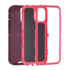 For iPhone 13 Pro Robot Three-proof Life Waterproof Phone Case with Holder(Wine Red + Rose Red) - 2