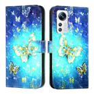 For Xiaomi 12 / 12X / 12S 3D Painting Horizontal Flip Leather Phone Case(Golden Butterfly) - 2