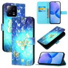 For Xiaomi 13 3D Painting Horizontal Flip Leather Phone Case(Golden Butterfly) - 1