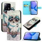 For Xiaomi 13 3D Painting Horizontal Flip Leather Phone Case(Grey Owl) - 1