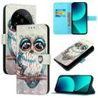 For Xiaomi 14 Ultra 3D Painting Horizontal Flip Leather Phone Case(Grey Owl) - 1