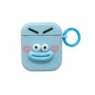 For AirPods 2 / 1 Fresh 3D Emoji Pattern Skin Feel Earbuds Box PC Case(Blue) - 1