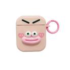 For AirPods 2 / 1 Fresh 3D Emoji Pattern Skin Feel Earbuds Box PC Case(Pink) - 1