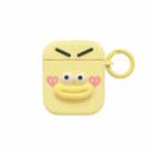 For AirPods 2 / 1 Fresh 3D Emoji Pattern Skin Feel Earbuds Box PC Case(Yellow) - 1