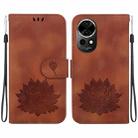 For Huawei nova 12 Lotus Embossed Leather Phone Case(Brown) - 1