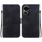 For Huawei nova 12 Lotus Embossed Leather Phone Case(Black) - 1