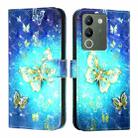 For vivo V29e / Y200 / V30 Lite 5G Global 3D Painting Horizontal Flip Leather Phone Case(Golden Butterfly) - 2