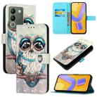 For vivo V29e / Y200 / V30 Lite 5G Global 3D Painting Horizontal Flip Leather Phone Case(Grey Owl) - 1