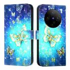 For vivo X100 3D Painting Horizontal Flip Leather Phone Case(Golden Butterfly) - 2
