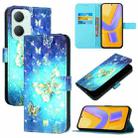 For vivo Y03 Global 3D Painting Horizontal Flip Leather Phone Case(Golden Butterfly) - 1