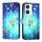 For vivo Y03 Global 3D Painting Horizontal Flip Leather Phone Case(Golden Butterfly) - 2