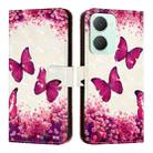 For vivo Y03 Global 3D Painting Horizontal Flip Leather Phone Case(Rose Butterfly) - 2