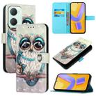 For vivo Y03 Global 3D Painting Horizontal Flip Leather Phone Case(Grey Owl) - 1