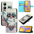 For vivo Y27 4G Global 3D Painting Horizontal Flip Leather Phone Case(Grey Owl) - 1