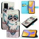 For vivo Y33s 4G Global / Y21 / Y21s / Y21t 3D Painting Horizontal Flip Leather Phone Case(Grey Owl) - 1