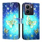 For vivo Y36 4G / 5G Global / Y36 4G India 3D Painting Horizontal Flip Leather Phone Case(Golden Butterfly) - 2