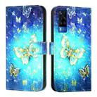 For vivo Y51 2020 India / Y51a 2021 / Y53s 4G 3D Painting Horizontal Flip Leather Phone Case(Golden Butterfly) - 2