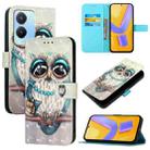For vivo Y56 / Y16 / Y02s Global 3D Painting Horizontal Flip Leather Phone Case(Grey Owl) - 1