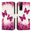 For vivo Y72 5G / iQOO Z3 5G / Y52 5G 3D Painting Horizontal Flip Leather Phone Case(Rose Butterfly) - 2