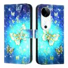 For vivo S19 3D Painting Horizontal Flip Leather Phone Case(Golden Butterfly) - 2