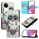 For vivo S19 3D Painting Horizontal Flip Leather Phone Case(Grey Owl) - 1