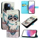 For vivo iQOO Z9s Pro 5G India 3D Painting Horizontal Flip Leather Phone Case(Grey Owl) - 1