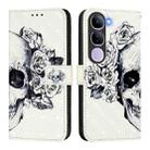 For vivo V40 Lite 5G IDN 3D Painting Horizontal Flip Leather Phone Case(Skull) - 2