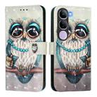 For vivo V40 Lite 5G IDN 3D Painting Horizontal Flip Leather Phone Case(Grey Owl) - 2