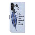 For Samsung Galaxy S25+ 5G Oil Embossed 3D Drawing Leather Phone Case(Blue Feather) - 3