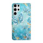 For Samsung Galaxy S25 Ultra 5G Oil Embossed 3D Drawing Leather Phone Case(Blue Butterflies) - 3