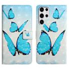 For Samsung Galaxy S25 Ultra 5G Oil Embossed 3D Drawing Leather Phone Case(3 Butterflies) - 1