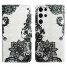 For Samsung Galaxy S25 Ultra 5G Oil Embossed 3D Drawing Leather Phone Case(Lace Flower) - 1