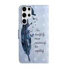 For Samsung Galaxy S25 Ultra 5G Oil Embossed 3D Drawing Leather Phone Case(Blue Feather) - 3