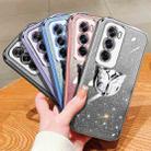 For OPPO Reno12 Pro Global Plated Gradient Glitter Butterfly Holder TPU Phone Case(Sierra Blue) - 2