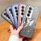 For OPPO Reno12 Global Plated Gradient Glitter Butterfly Holder TPU Phone Case(Pink) - 2