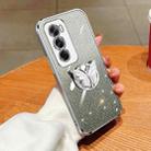 For OPPO Reno12 Global Plated Gradient Glitter Butterfly Holder TPU Phone Case(Silver) - 1