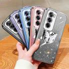 For OPPO Reno12 Global Plated Gradient Glitter Butterfly Holder TPU Phone Case(Silver) - 2