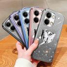 For OPPO Reno9 Plated Gradient Glitter Butterfly Holder TPU Phone Case(Silver) - 2