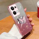For OPPO Reno9 Pro+ Plated Gradient Glitter Butterfly Holder TPU Phone Case(Pink) - 1