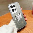 For OPPO Reno8 Pro Plated Gradient Glitter Butterfly Holder TPU Phone Case(Silver) - 1