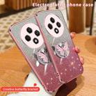For OPPO Reno12 F Plated Gradient Glitter Butterfly Holder TPU Phone Case(Pink) - 3