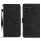 For Samsung Galaxy S24 FE 5G Flower Embossing Pattern Leather Phone Case(Black) - 1