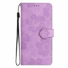 For Samsung Galaxy S25 5G Flower Embossing Pattern Leather Phone Case(Purple) - 2