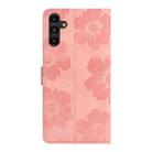 For Samsung Galaxy S25 5G Flower Embossing Pattern Leather Phone Case(Pink) - 3